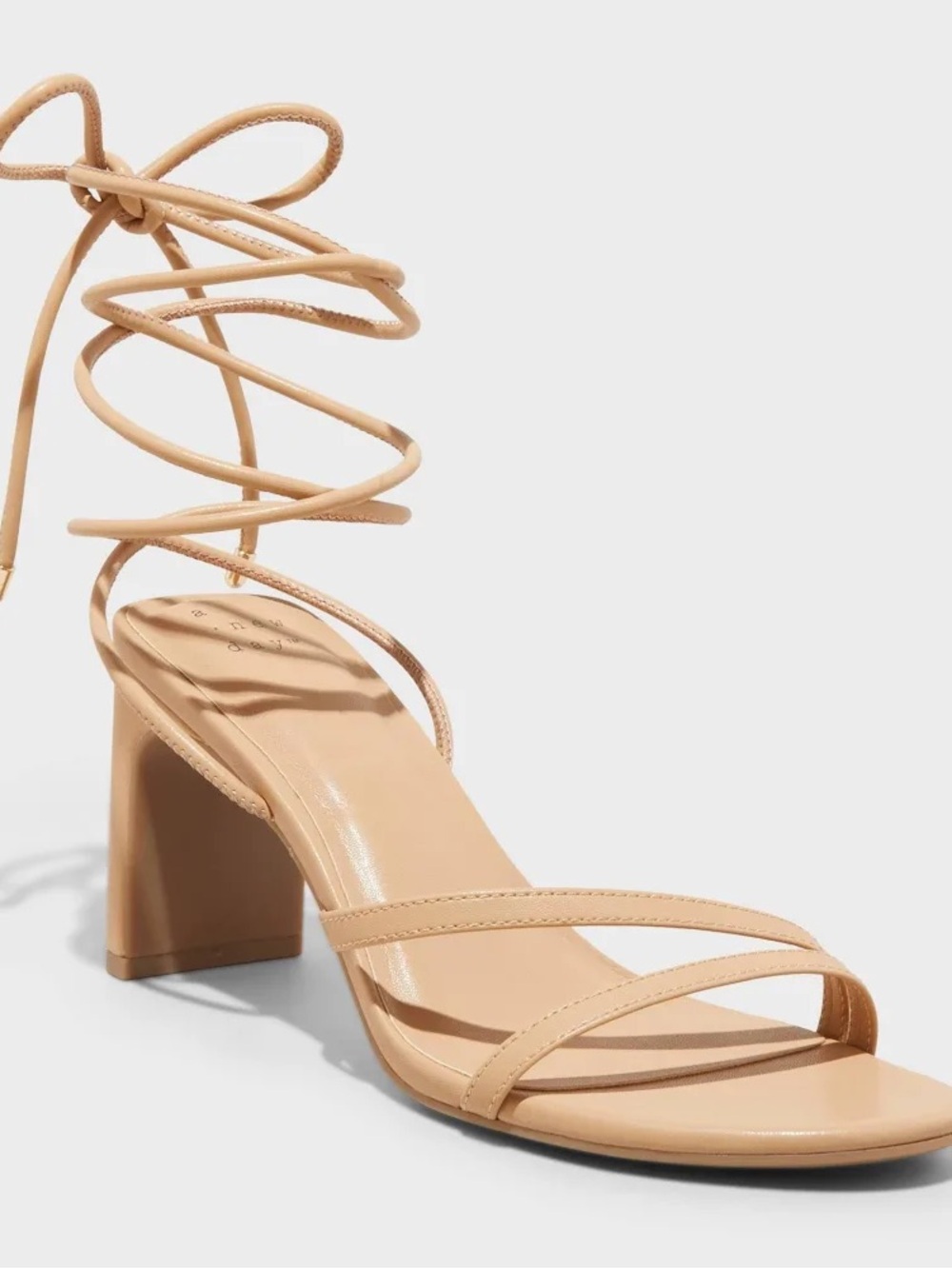 Women’s Marcia Lace up Heels with Memory Foam Insole - A New Day Beige 6